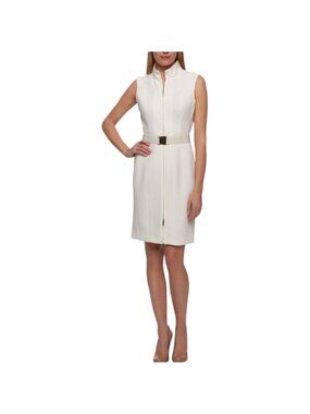 Tommy Hilfiger NWT $119 Women's Ivory Scuba Belted Career Shirtdress, Size 12
